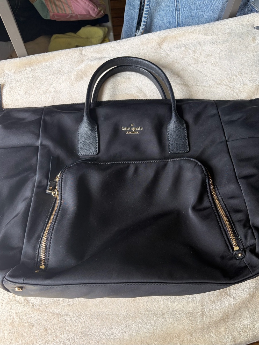 Kate Spade NY Black Nylon Hildy Baby Bag Diaper Tote